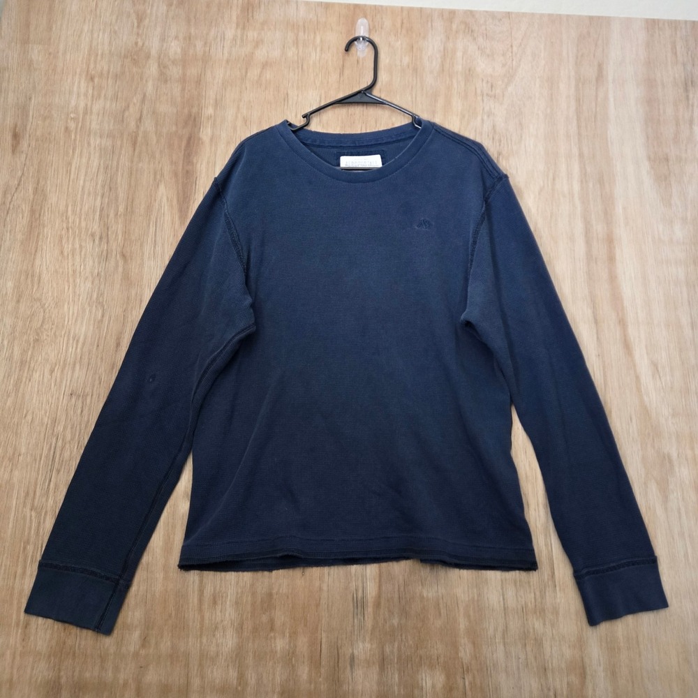 Aeropostale Waffle Knit Thermal Long Sleeve Shirt Men's Size XL Navy Distressed